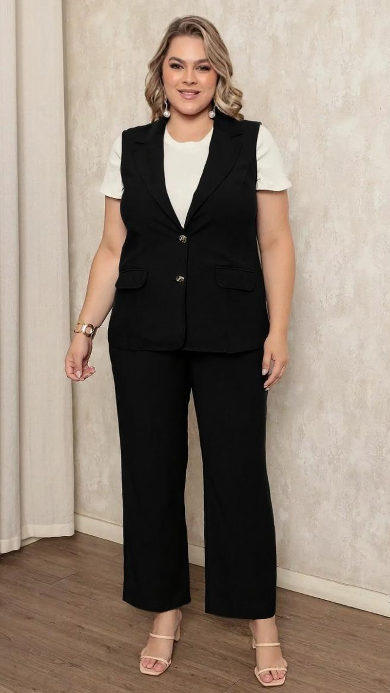 Conjunto com Colete Longo Plus Size