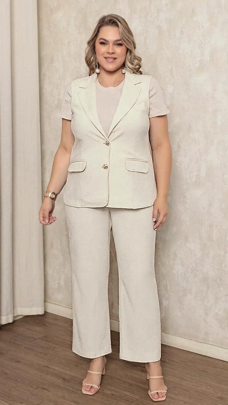 Conjunto com Colete Longo Plus Size