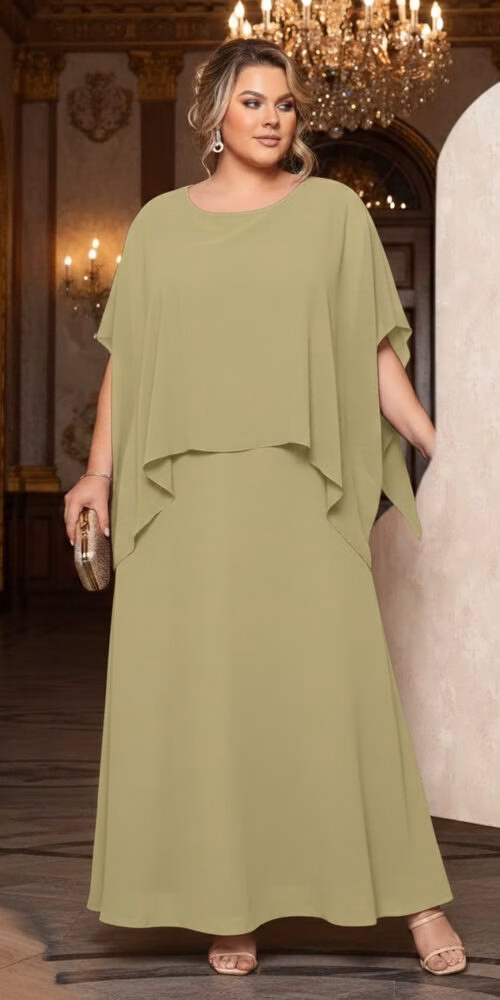 Vestido de Festa Capa Longa Assimétrica Plus Size