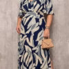 Vestido Longo Viscolinho Estampado Plus Size