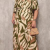 Vestido Longo Viscolinho Estampado Plus Size