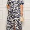 Vestido Longuete com Abertura Plus Size