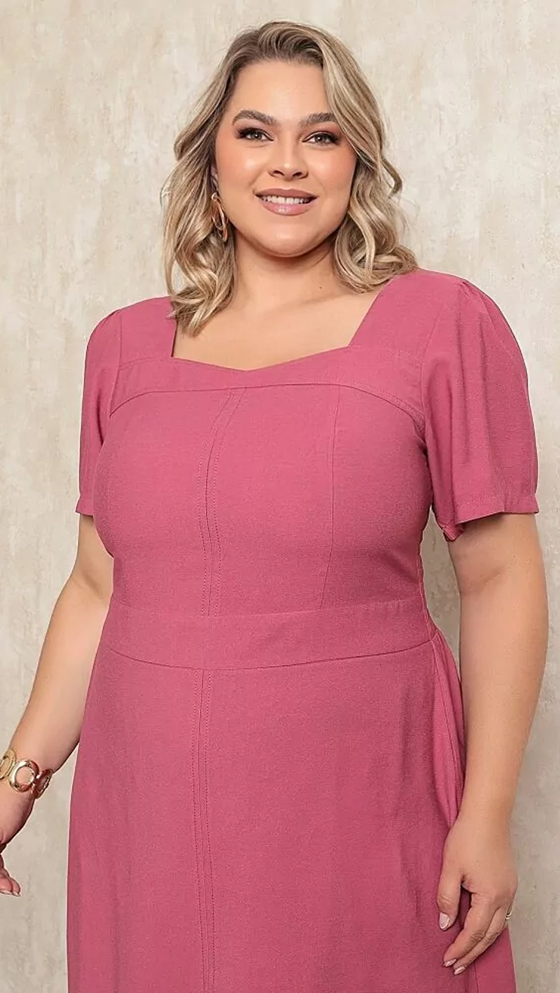 Vestido Midi Costas Lastex Plus Size