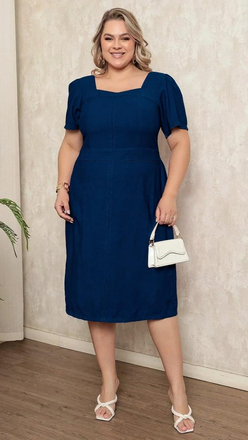 Vestido Midi Costas Lastex Plus Size