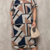 Vestido Midi Estampa Geométrica Plus Size
