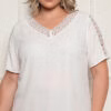 Blusa Crepe com Detalhe Renda Plus Size