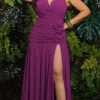 Vestido Plus Size Corpete Drapeado de Festa