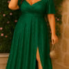 Vestido Plus Size Festa Longo Gliterado