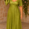 Vestido Plus Size Festa Longo Gliterado
