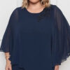 Vestido Festa Capa Aberta e Bordada Plus Size