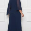 Vestido Festa Capa Aberta e Bordada Plus Size