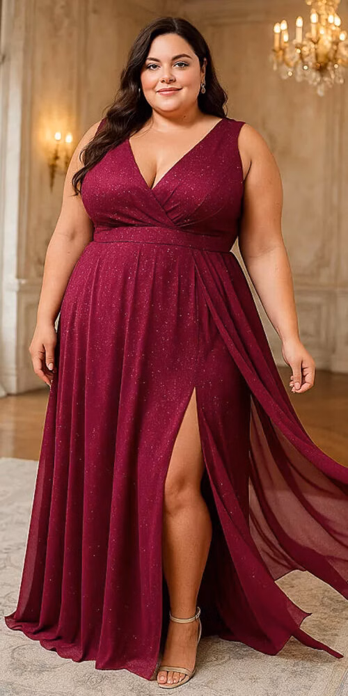 Vestido Festa Regata Transpassada Gliterado Plus Size