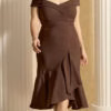 Vestido Midi Elastano Babado Plus Size