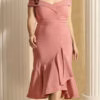 Vestido Midi Elastano Babado Plus Size
