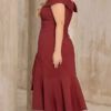 Vestido Midi Elastano Babado Plus Size