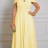 Vestido Crepe Detalhe Plissado Plus Size
