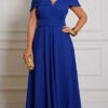 Vestido Crepe Detalhe Plissado Plus Size