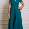 Vestido Crepe Detalhe Plissado Plus Size