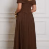 Vestido Crepe Detalhe Plissado Plus Size