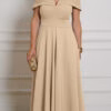 Vestido Crepe Detalhe Plissado Plus Size