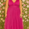 Vestido Festa Plus Size Recortes Tule