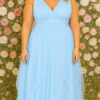 Vestido Festa Plus Size Recortes Tule