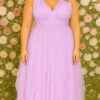 Vestido Festa Plus Size Recortes Tule