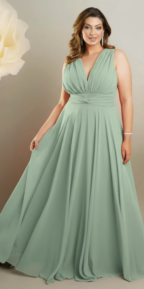 Vestido de Festa Plus Size com Mangas Removíveis