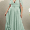 Vestido Plus Size em Crepe Manga Infinita de Festa