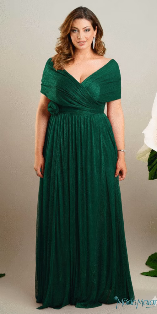 Vestido de Festa Plus Size Multi Formas em Lurex