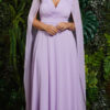 Vestido Plus Size Festa com Capa e Broche Removíveis