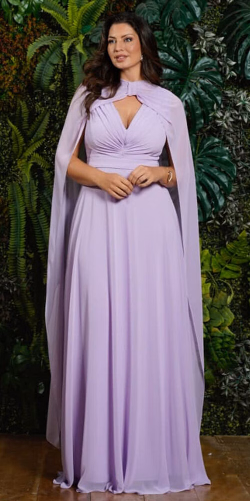 Vestido Plus Size Festa com Capa e Broche Removíveis