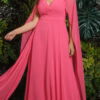 Vestido Plus Size Festa com Capa e Broche Removíveis