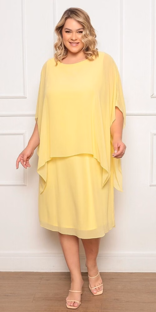 Vestido Festa Midi Capa Plus Size