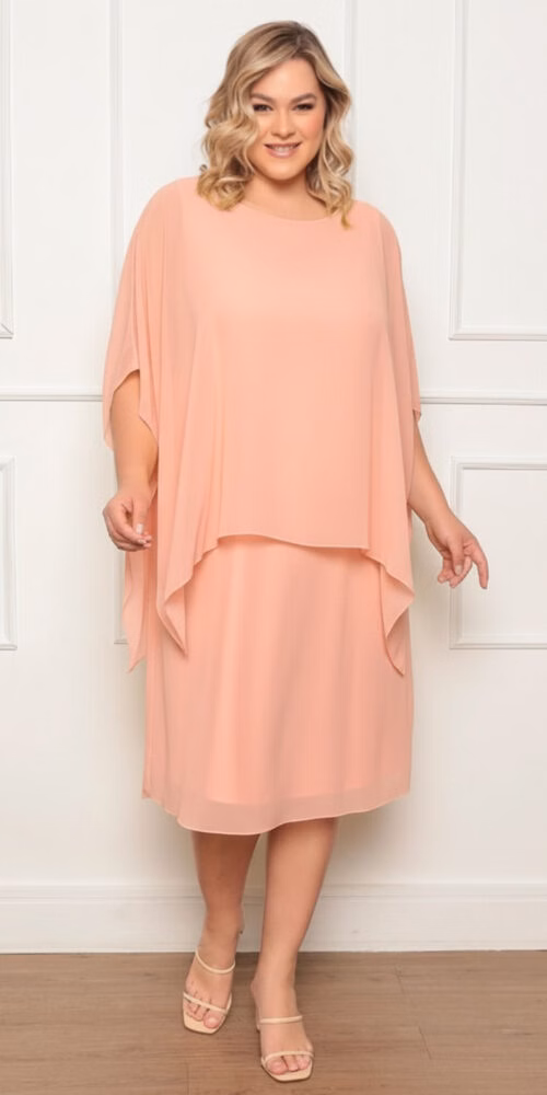 Vestido Festa Midi Capa Plus Size
