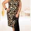 Vestido Midi Paetês com Echarpe Plus Size