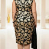 Vestido Midi Paetês com Echarpe Plus Size