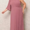 Vestido de Festa Ombro Só Detalhe Plissado Plus Size