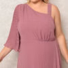 Vestido de Festa Ombro Só Detalhe Plissado Plus Size