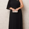 Vestido de Festa Ombro Só Detalhe Plissado Plus Size