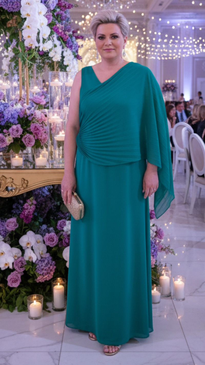 Vestido Festa Com capa Ombro Só Plus Size