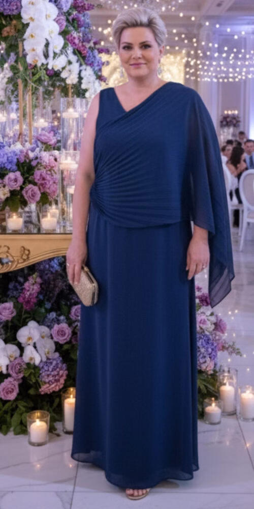 Vestido Festa Com capa Ombro Só Plus Size