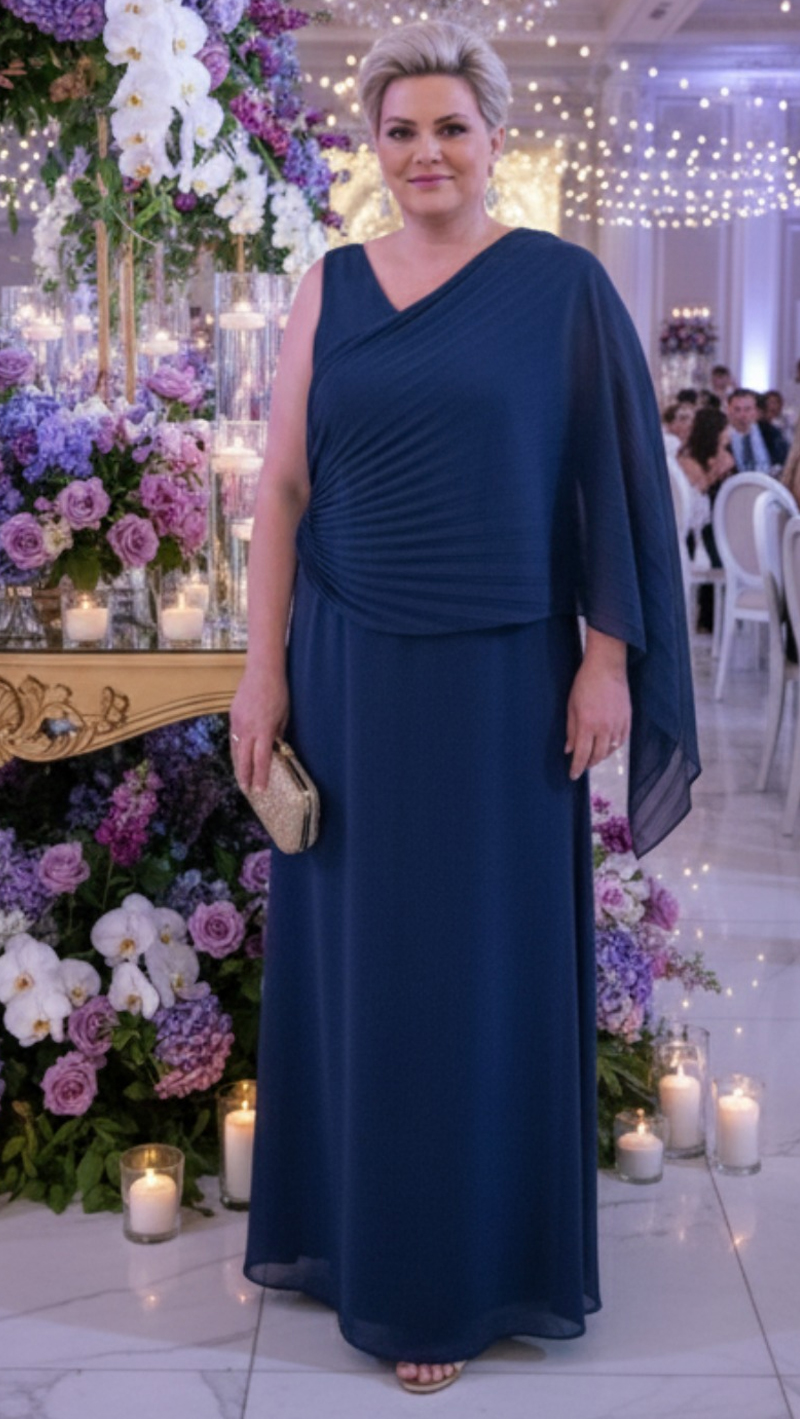 Vestido Festa Com capa Ombro Só Plus Size