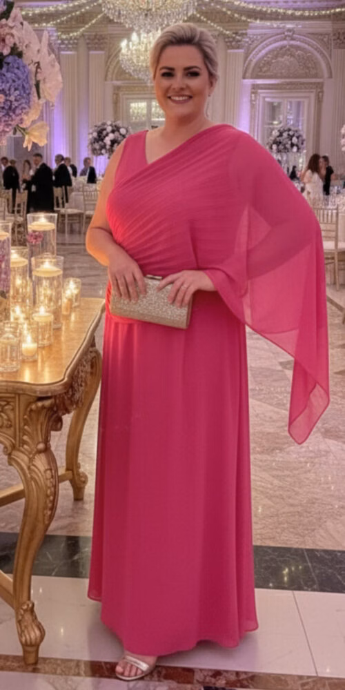Vestido Festa Com capa Ombro Só Plus Size