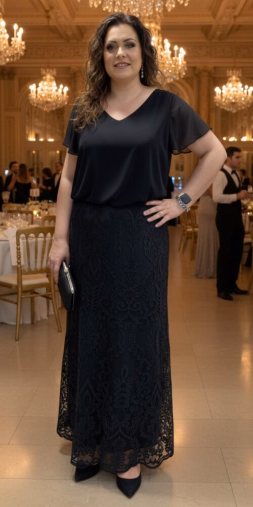 Vestido Festa Blusê Saia Renda Plus Size