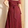 Vestido Festa Ombro a Ombro Plissado Plus Size