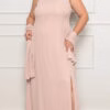 Vestido Festa Regata Bordada e Echarpe Plus Size