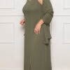 Vestido Festa Regata Bordada e Echarpe Plus Size