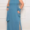 Vestido Festa Regata Bordada e Echarpe Plus Size