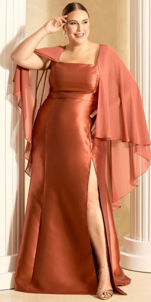 Vestido Plus Size Festa Zibeline Capa Removível